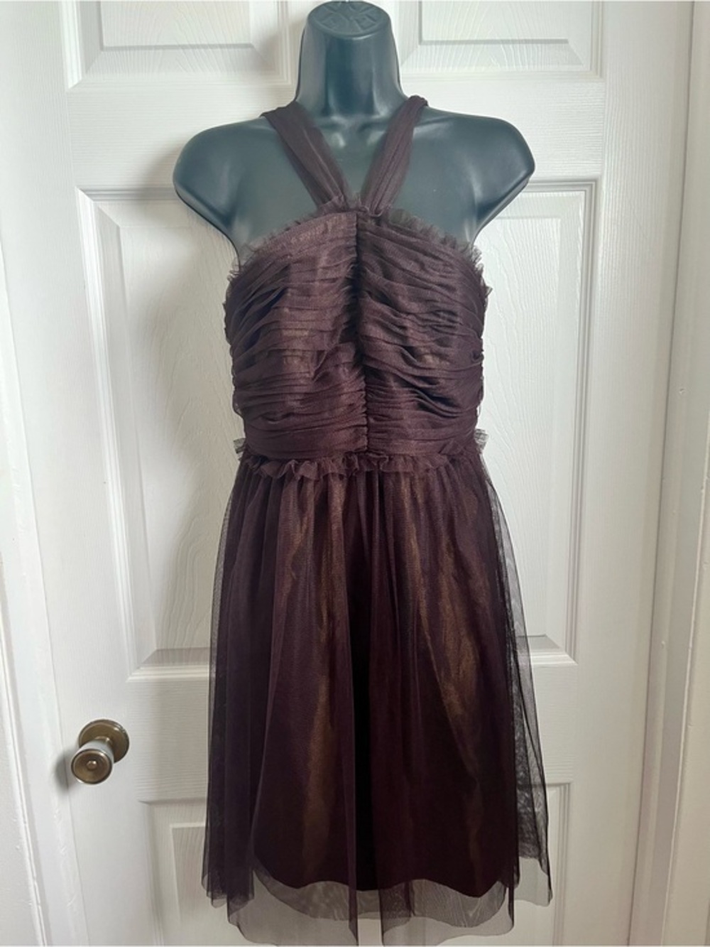 Vintage Vera Wang Maids Dress 10 Medium Whimsigoth Brown Tulle Mini Cocktail - Picture 1 of 10